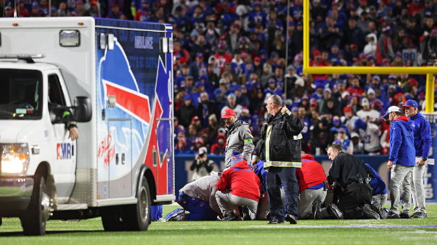 Bills running back Damien Harris taken off field by ambulance