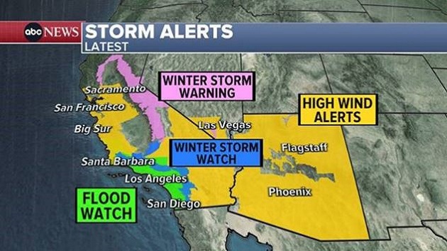 Major storm to hit California with flash flooding, strong winds, heavy snow