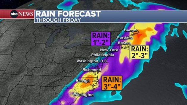 Several states under flood watches as heavy rain approaches East Coast