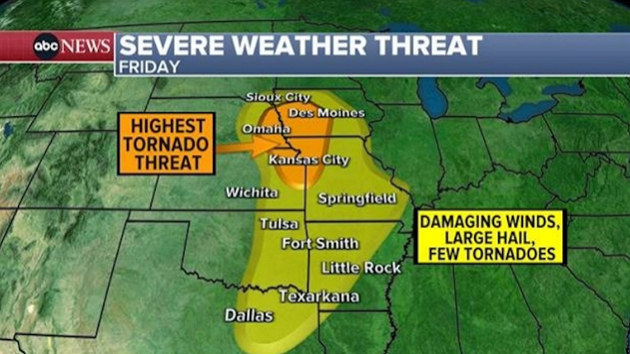 Severe weather, including tornado threat, expected to impact the Heartland