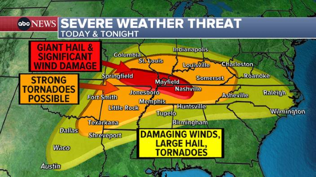 Fifty-seven million people in tornado storm zone as giant hail, destructive winds and flash flooding possible