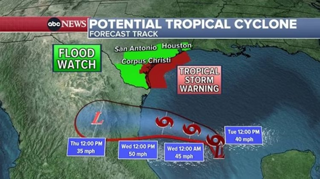 Potential 1st tropical storm of the season threatens Texas with flash flooding