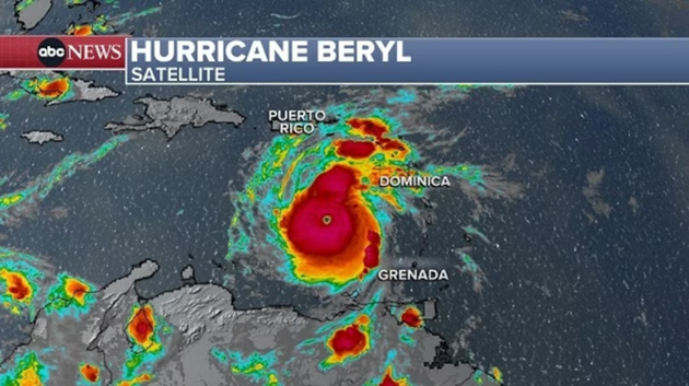 Death toll climbs to 6 as Beryl is downgraded from a record-breaking Category 5 hurricane