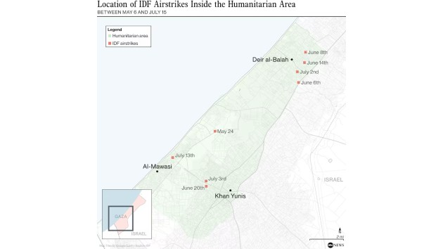 Israel continues strikes on humanitarian area in Gaza despite official designation