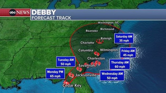 Hurricane Debby tracker, maps: Latest storm path